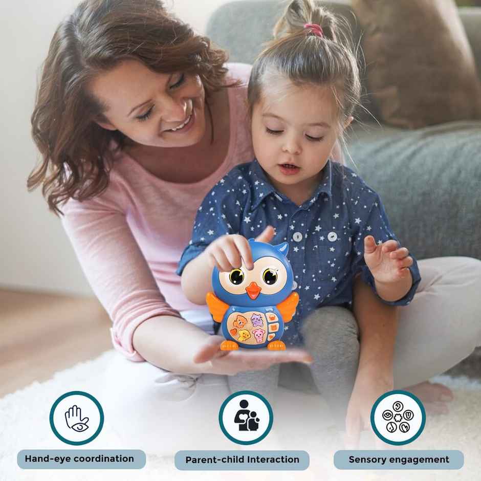 Wembley Owl Baby Musical Toys With Music Led Lights Animal Sounds Crawling Toys-Blue