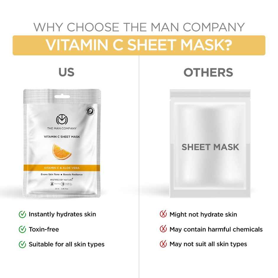 The Man Company Vitamin C Sheet Mask For Skin Brightening- Improves Skin Tone