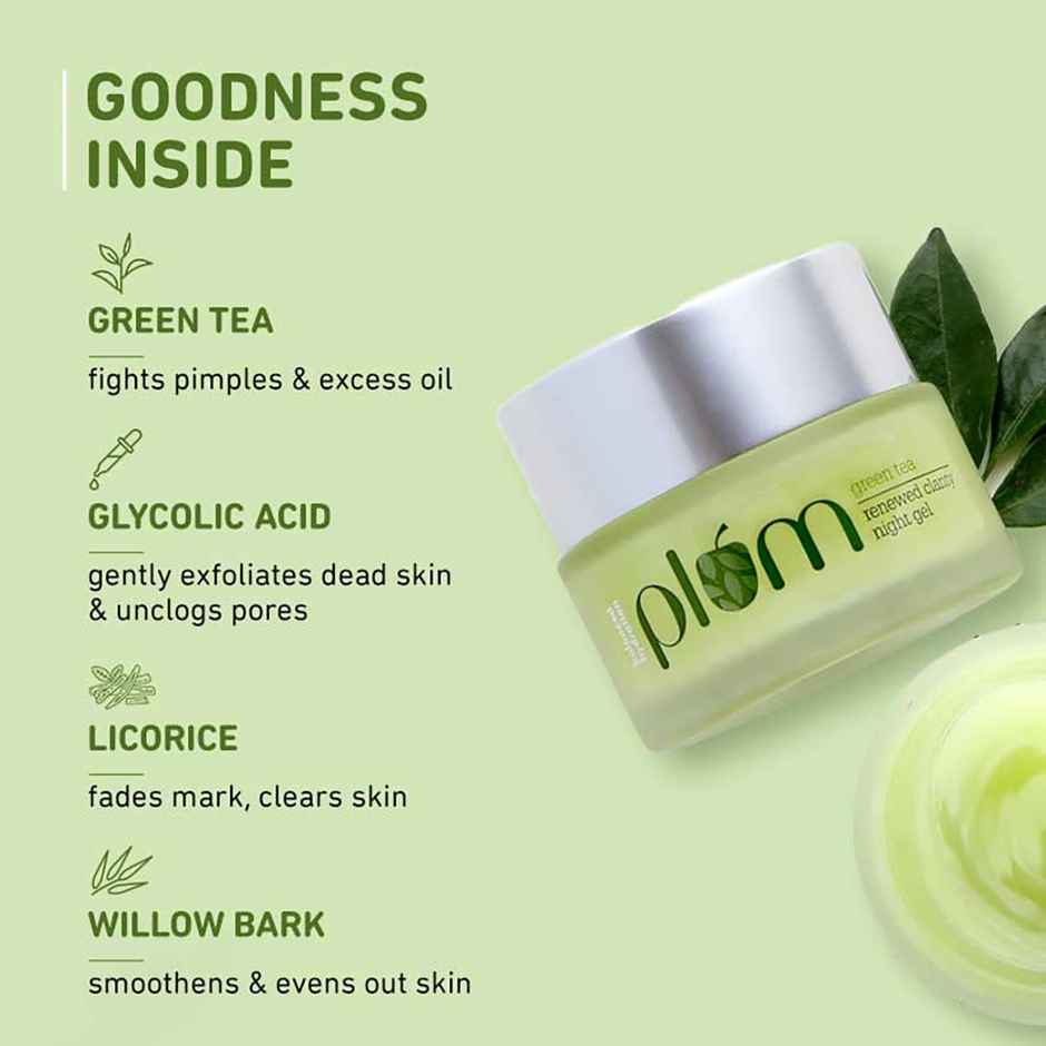 Plum Green Tea Night Face Gel - Renewed Clarity | 100% Vegan