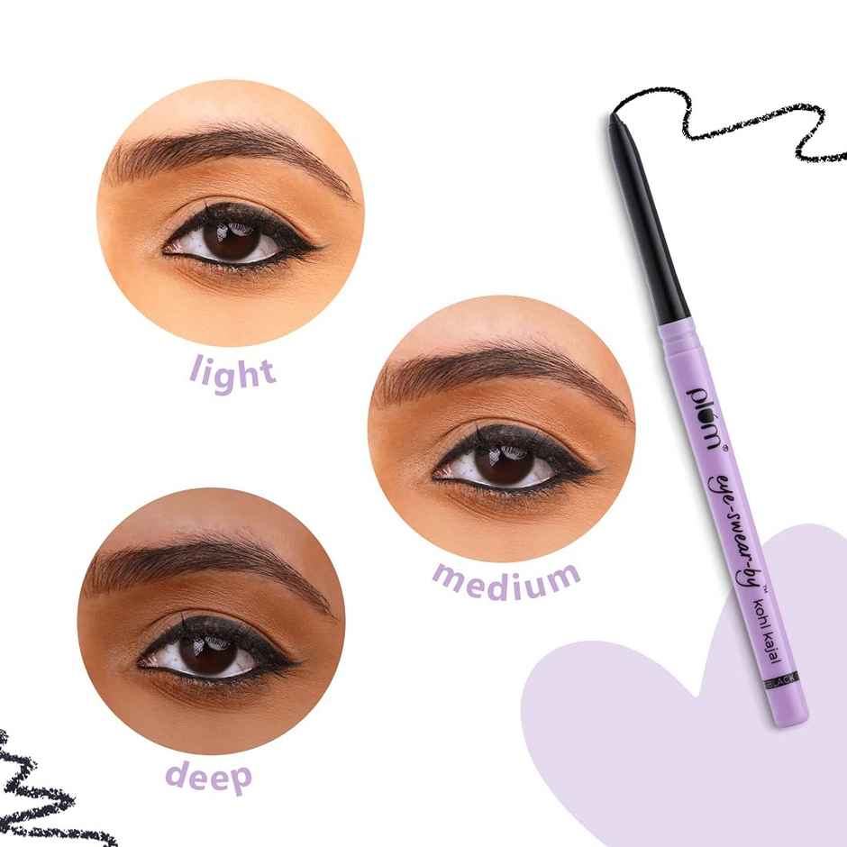 Plum Eye-Swear-By Kohl Kajal - Deep Black Creamy Smooth Smudge-Proof Water-Proof 100% Vegan & Cruelty Free