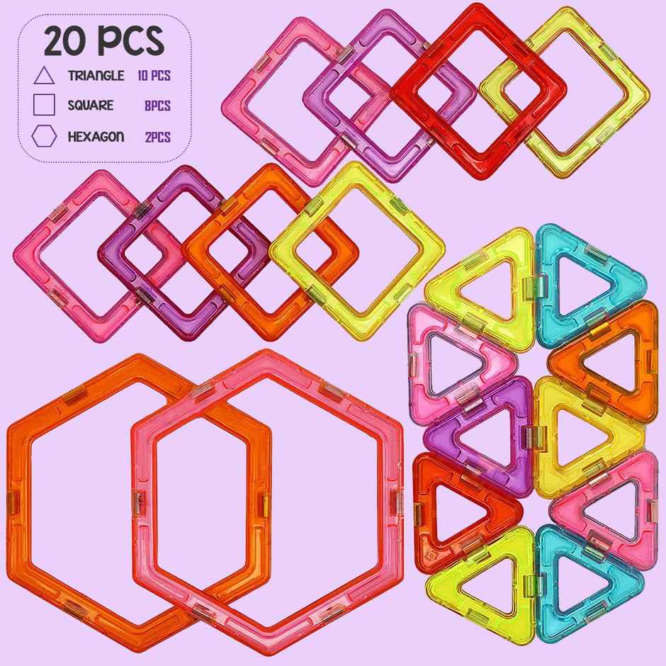 Wembley Magnetic Blocks For Boys & Girls | Magnetic Toys For Kids 4-10 Years- 20 Pcs,Multicolor