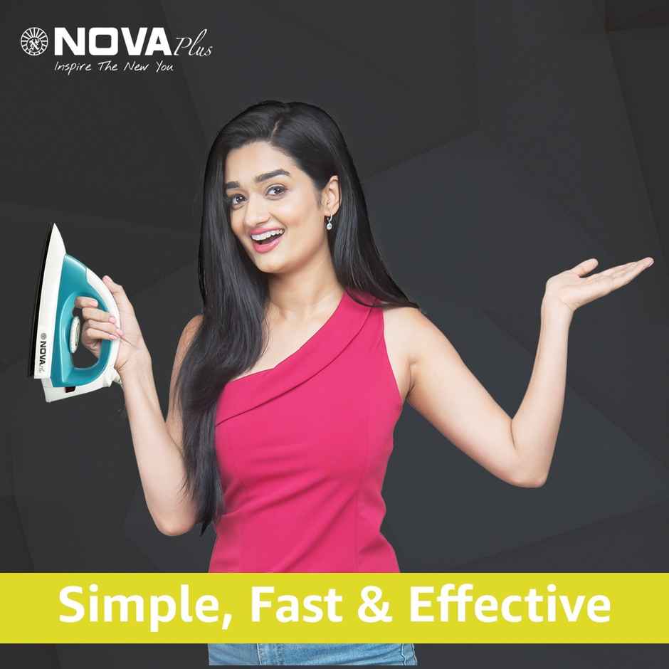 Nova Plus Amaze Ni 20 1100 W Dry Iron, Multifabric Selection - White & Turquoise