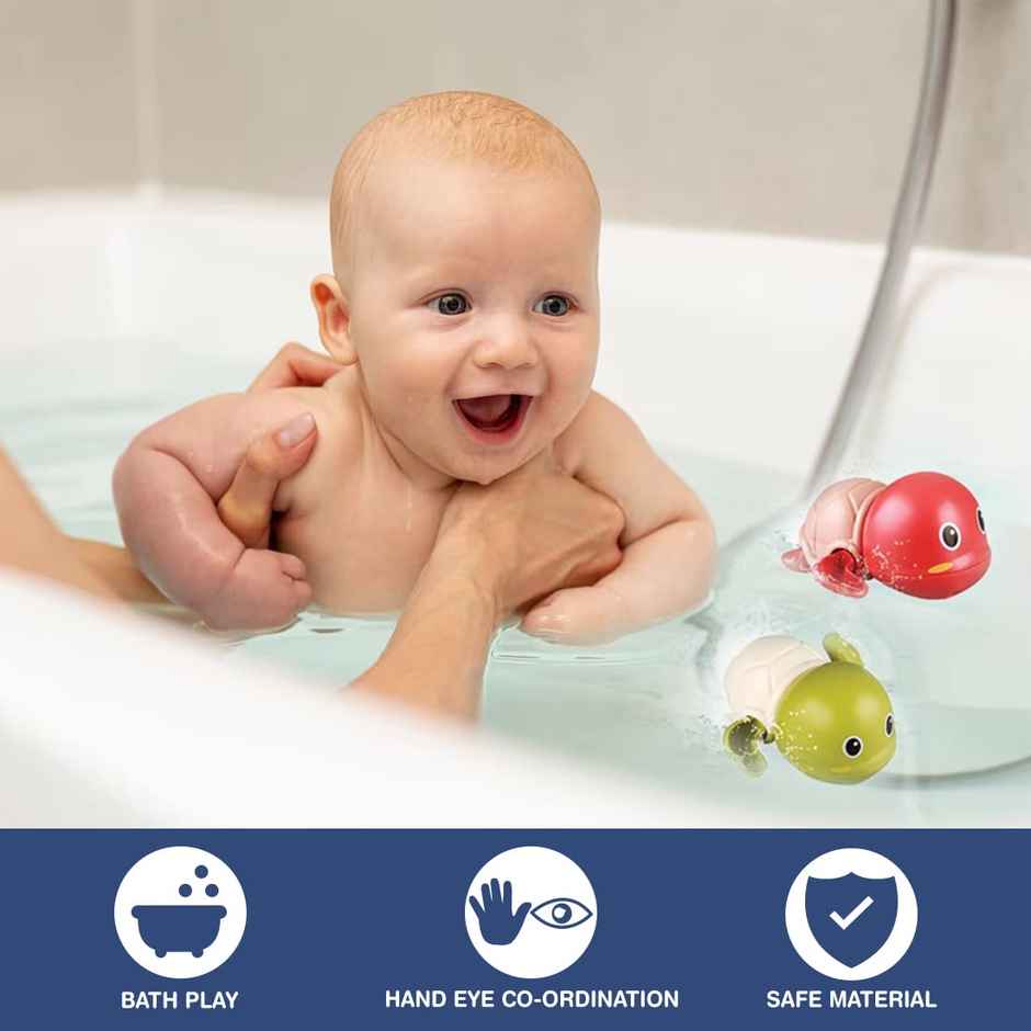 Wembley Swimming Turtle Bath Toys For Toddlers Kids Cute Floating Wind Up On Water (Pack - 2)