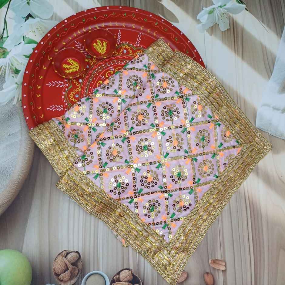 Gullak Sequins Mata Ki Chunri Floral - Pink | 10 x 26 inch