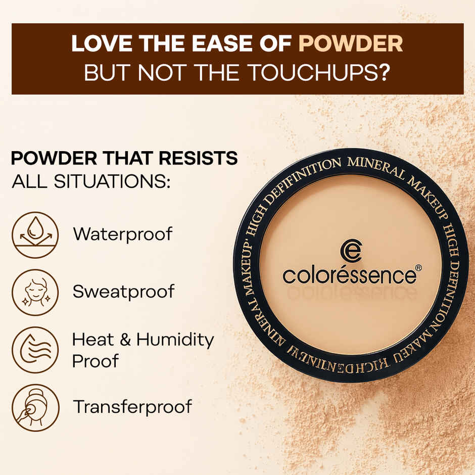 Coloressence Perfect Tone Compact Powder with Puff|Ivory Beige|Lightweight|Long Lasting|Sweatproof