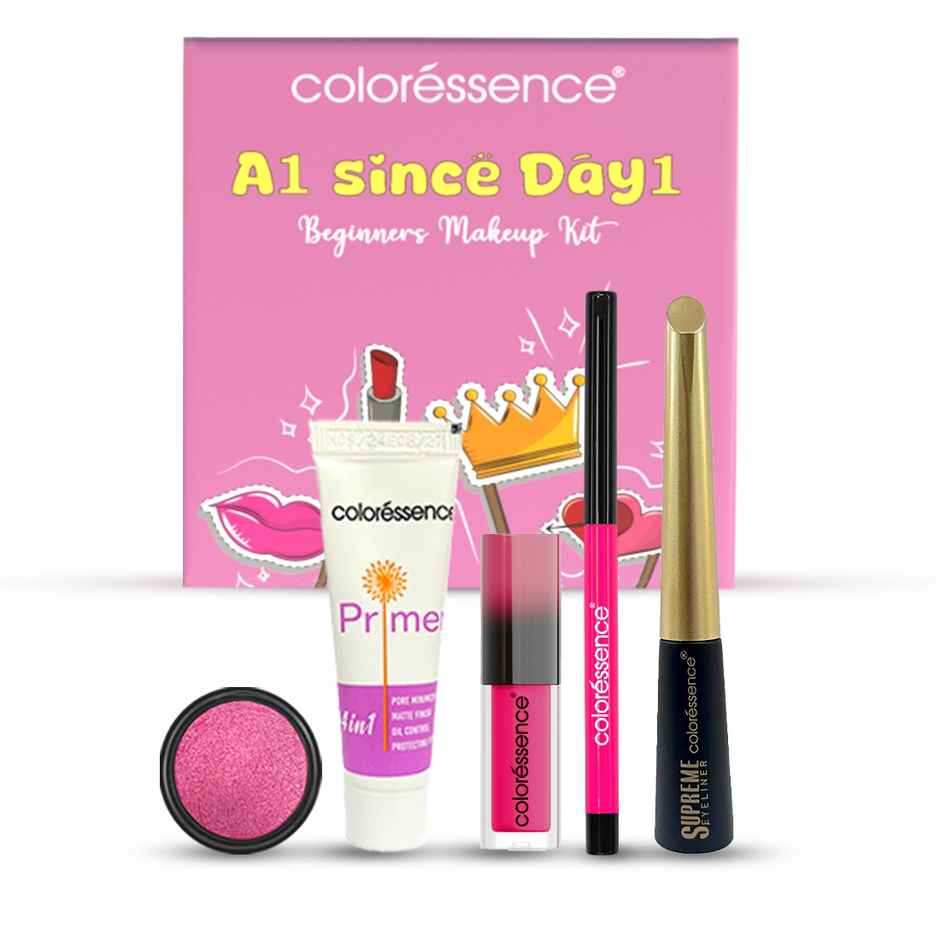 Coloressence A1 Since Day1 Face Makeup Kit | Lipstick, Kajal, Eyeliner, Eyeshadow, Primer Gift Set