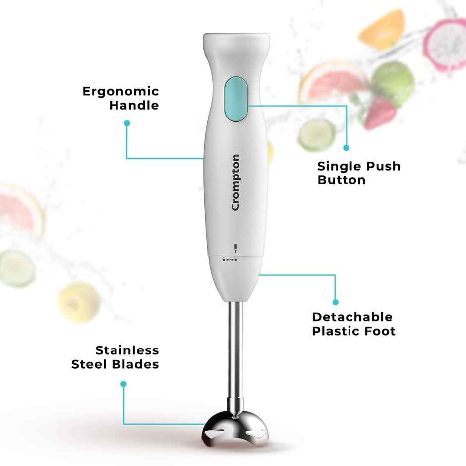 Crompton Blendserve Hand Blender With Steel Stem 300 Watts Power Detachable Stem Silent Operation