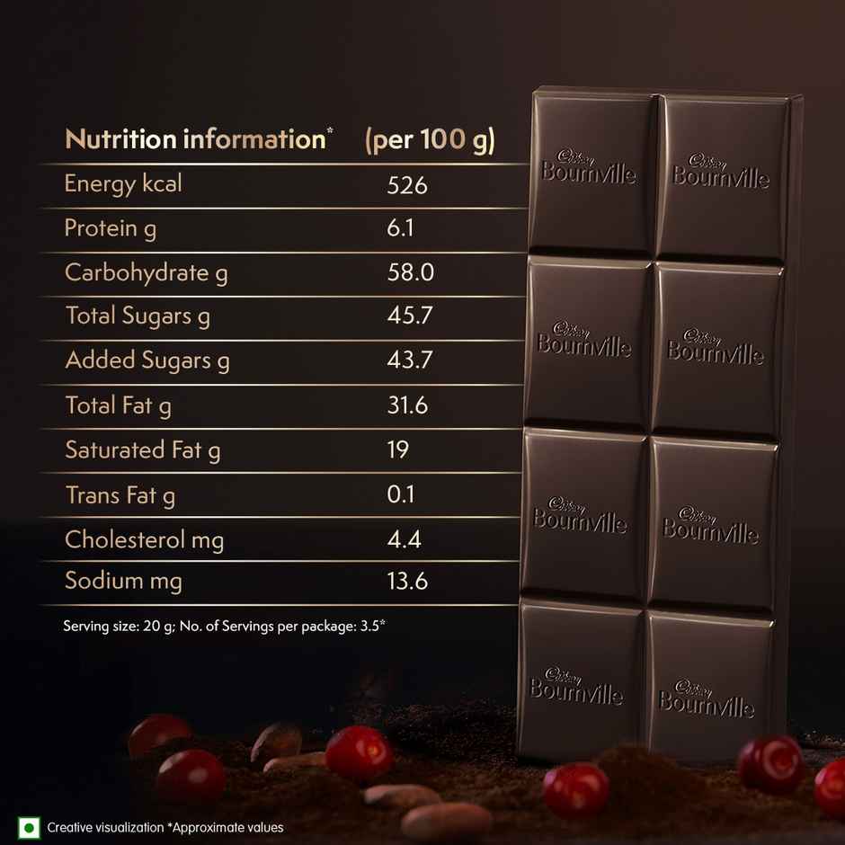 Cadbury Bournville Cranberry 50% Dark Chocolate Bar