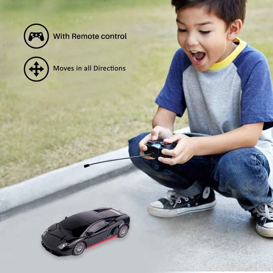 Wembley High Speed Mini 1:24 Scale Usb Rechargeable Remote Control Car For Kids | Black & Red