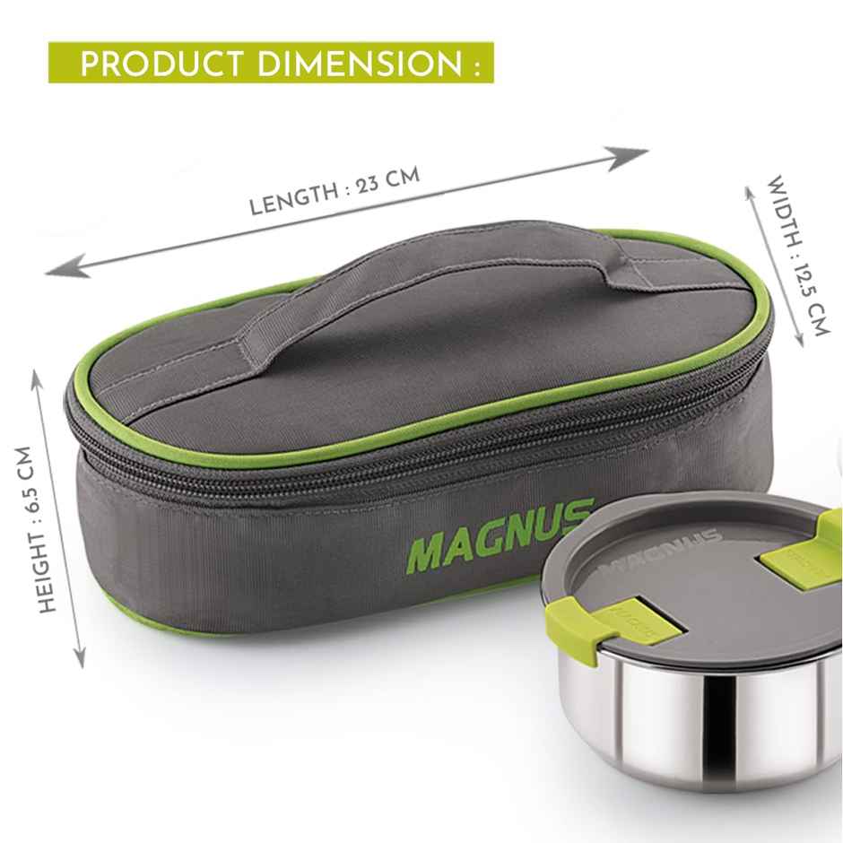 Magnus Olive-2 Stainless Steel Lunchbox With Leak-Proof Containers & Insulated Carry Case