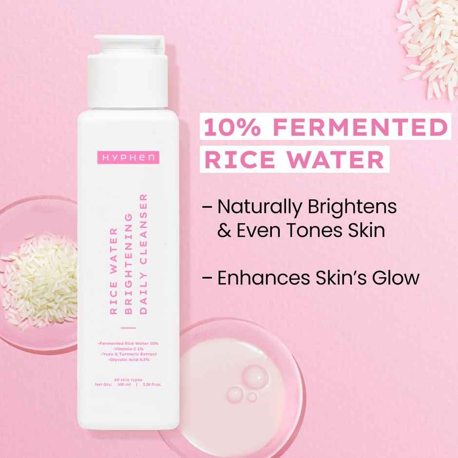 Hyphen Rice Water Brightening Daily Cleanser | Brightens Skin, Reduces Dark Spots & Pigmentation