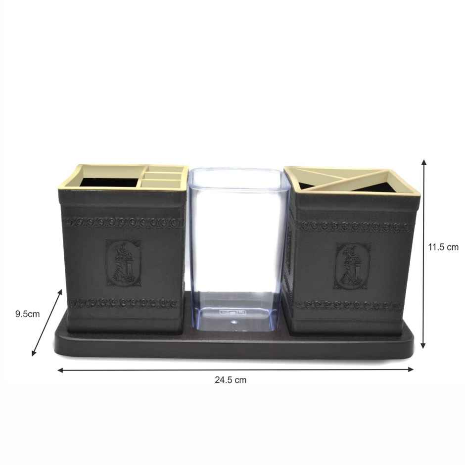 Flair Galaxy Desk Organizer - Brown, 3-Compartment Cutlery Stand