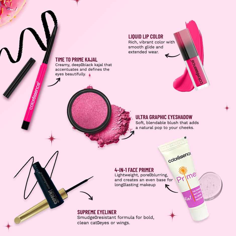 Coloressence A1 Since Day1 Face Makeup Kit | Lipstick, Kajal, Eyeliner, Eyeshadow, Primer Gift Set