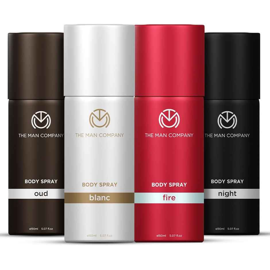 The Man Company Deodorant For Men Blanc, Fire, Night & Oud | Body Spray Perfume Gift Set For Men
