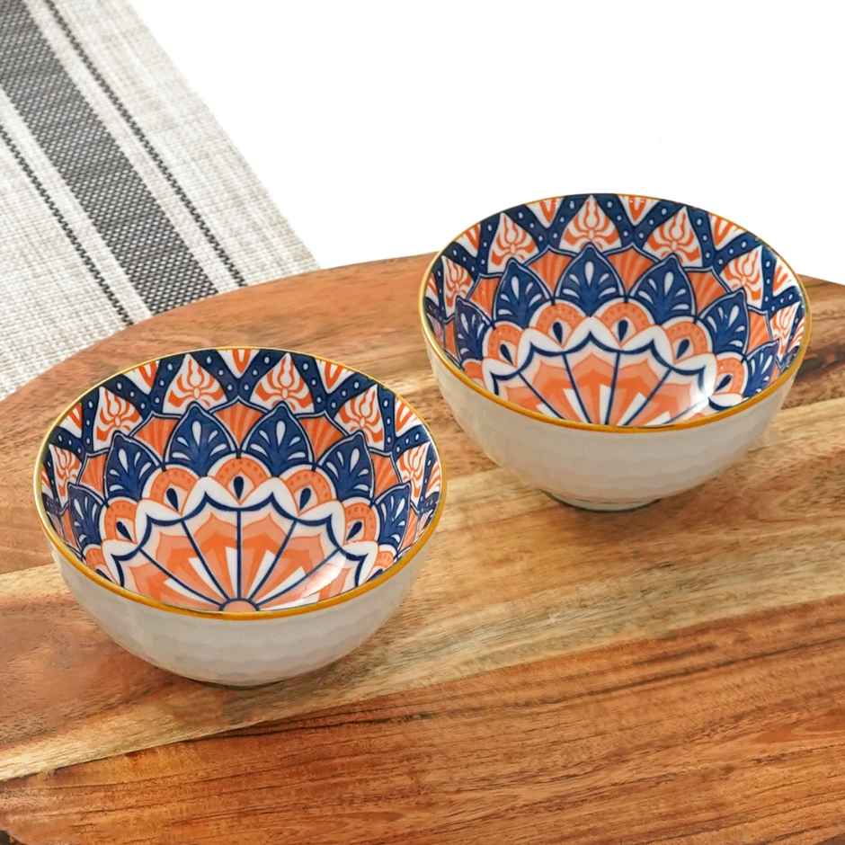 Femora Porcelain Bowl Set | Microwave & Dishwasher Safe | BPA & Lead-Free Bowls | Mandala Print