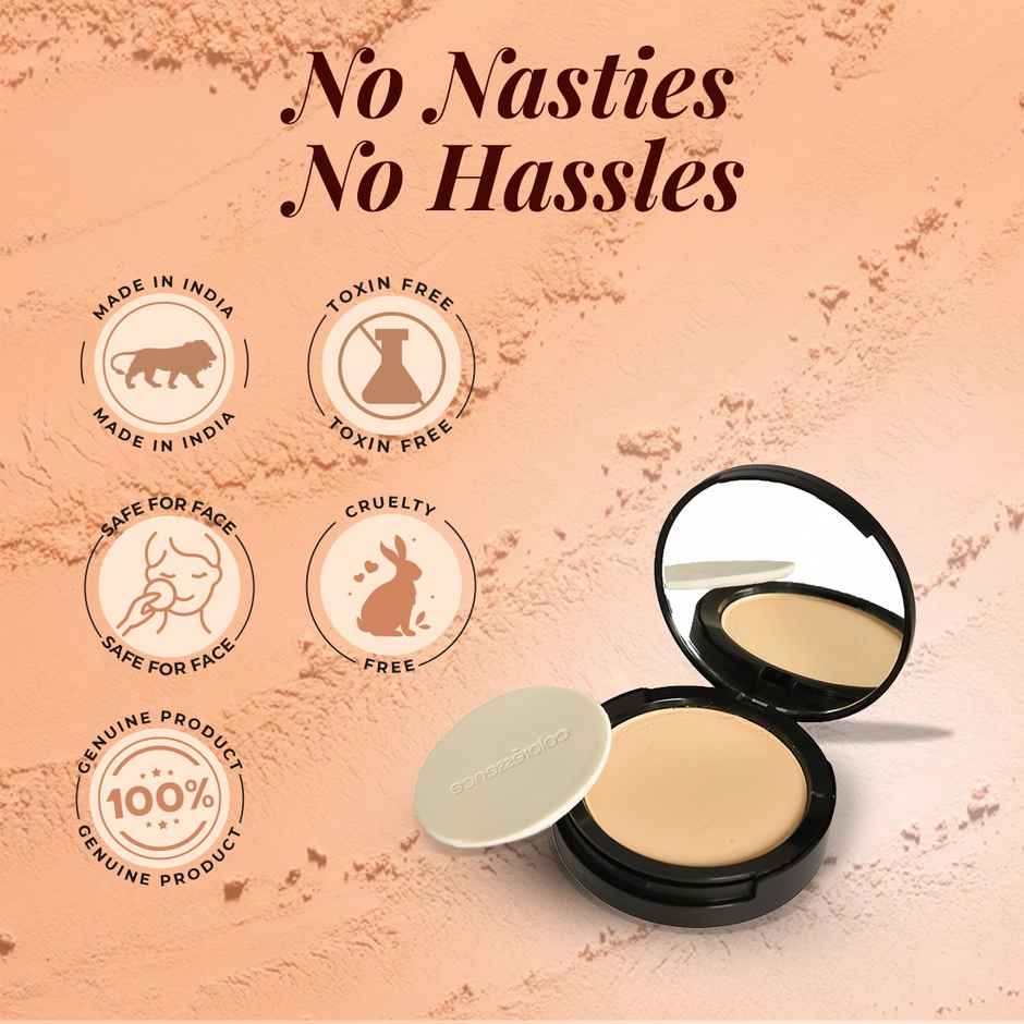 Coloressence Starlet HD Matte Compact Powder with Puff | Pinkish Beige | Lightweight|Long Lasting