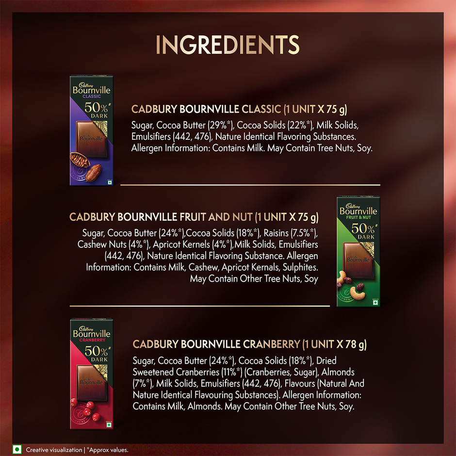 Cadbury Bournville Dark Chocolate Assorted Collection Diwali Gift Pack Combo
