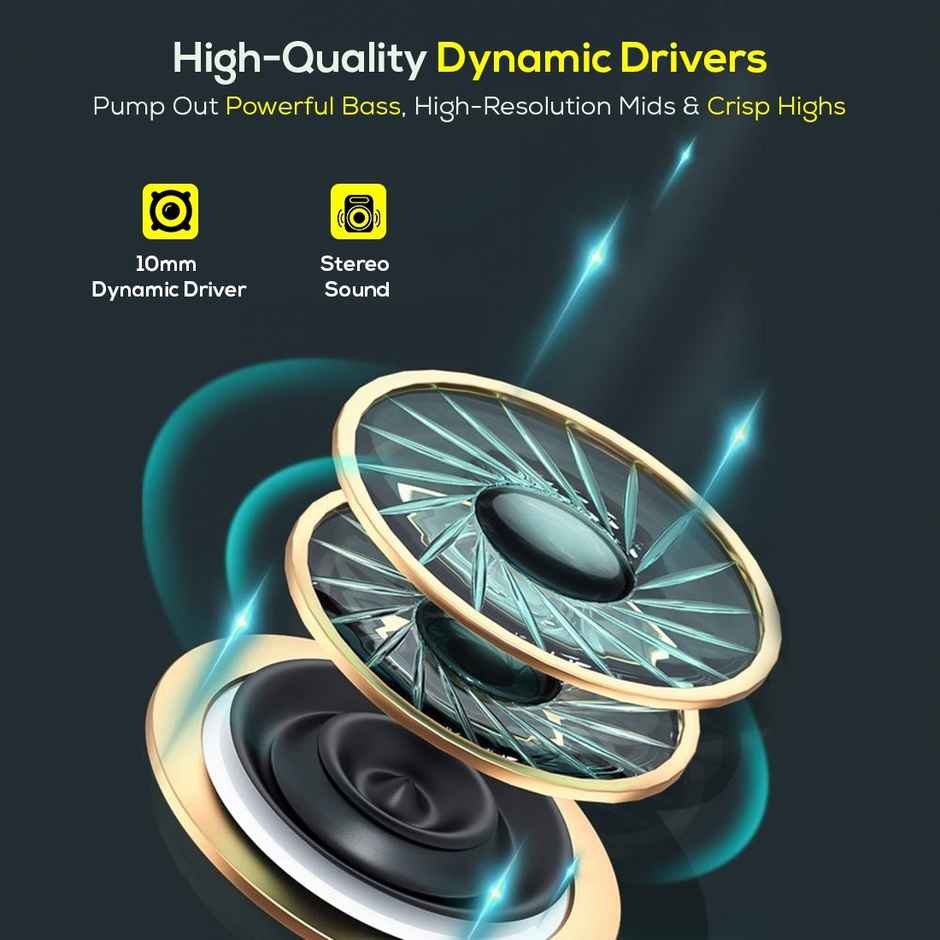 pTron Pride Lite Wired Earphones With Mic Stereo Audio Metal Buds 1.2M Tangle-Free Cable - Black