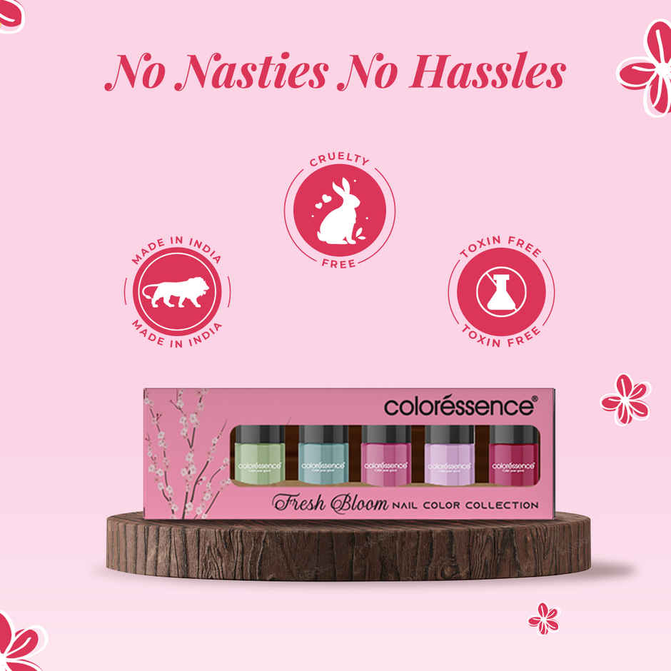 Coloressence Nail Paint Kit | Free Nail Paint Remover | Fresh Bloom | Multicolour