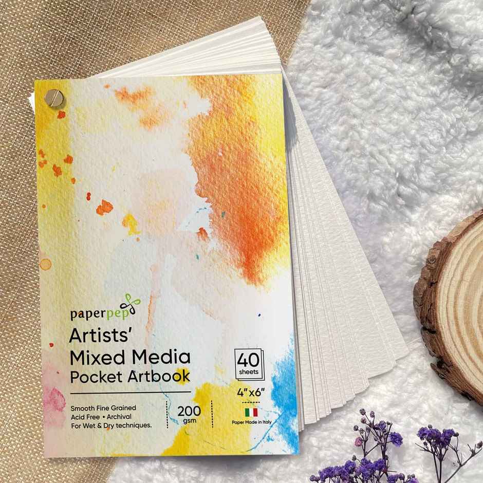Paperpep Mixed Media Pocket Art Book 200Gsm 4 x 6 40 Sheets
