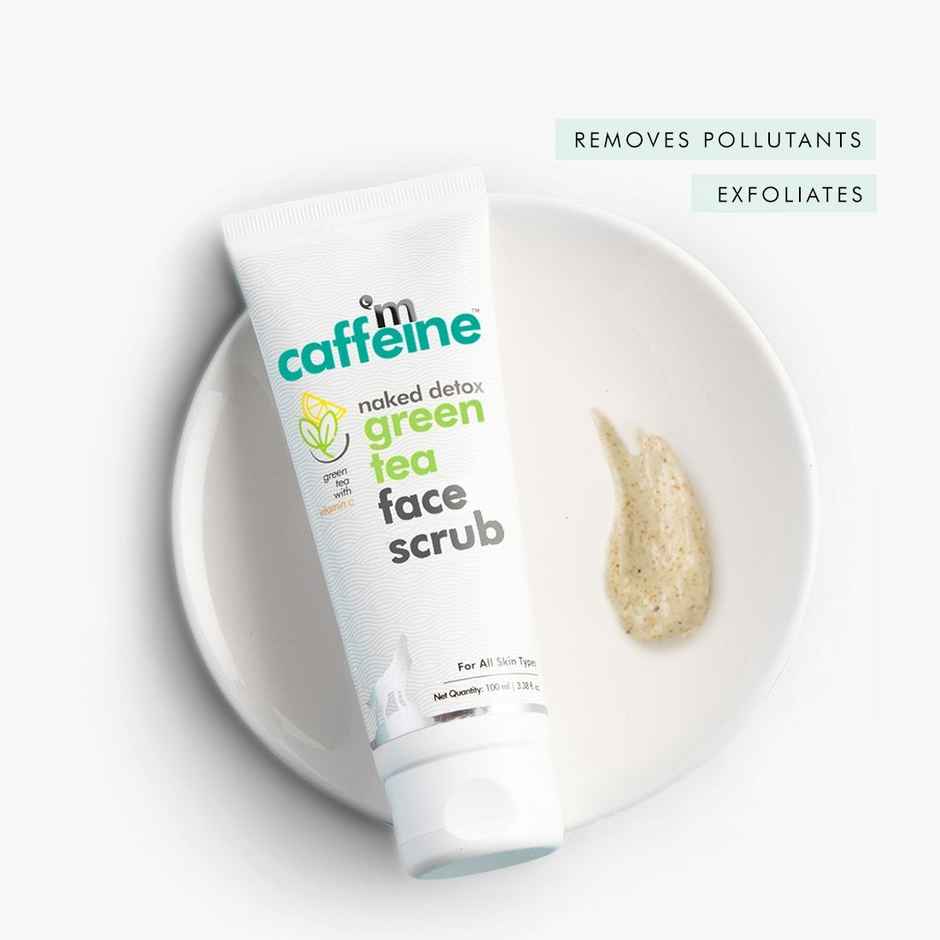 mCaffeine Green Tea Face Scrub with Vitamin C - Exfoliates Gently