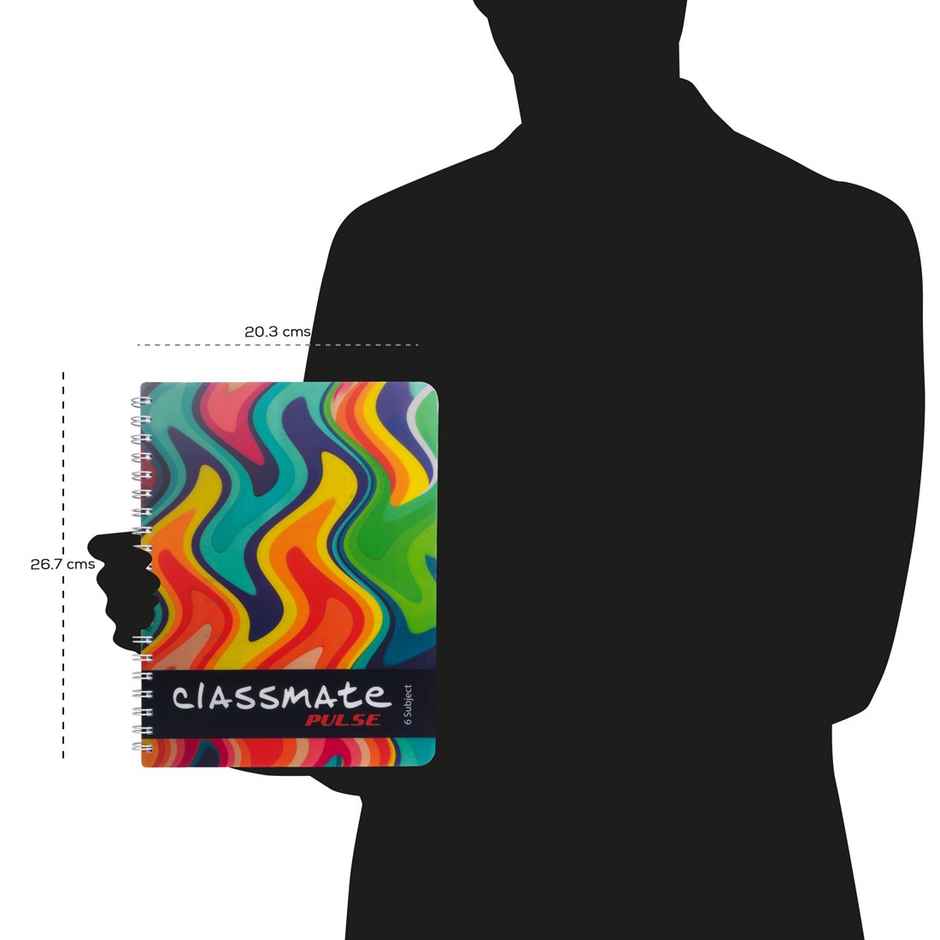 Classmate Notebook Pulse 6 Sub Soft Cover, Unruled-Spiral (300 Pages, 20 x 27 cm, Assorted Designs)