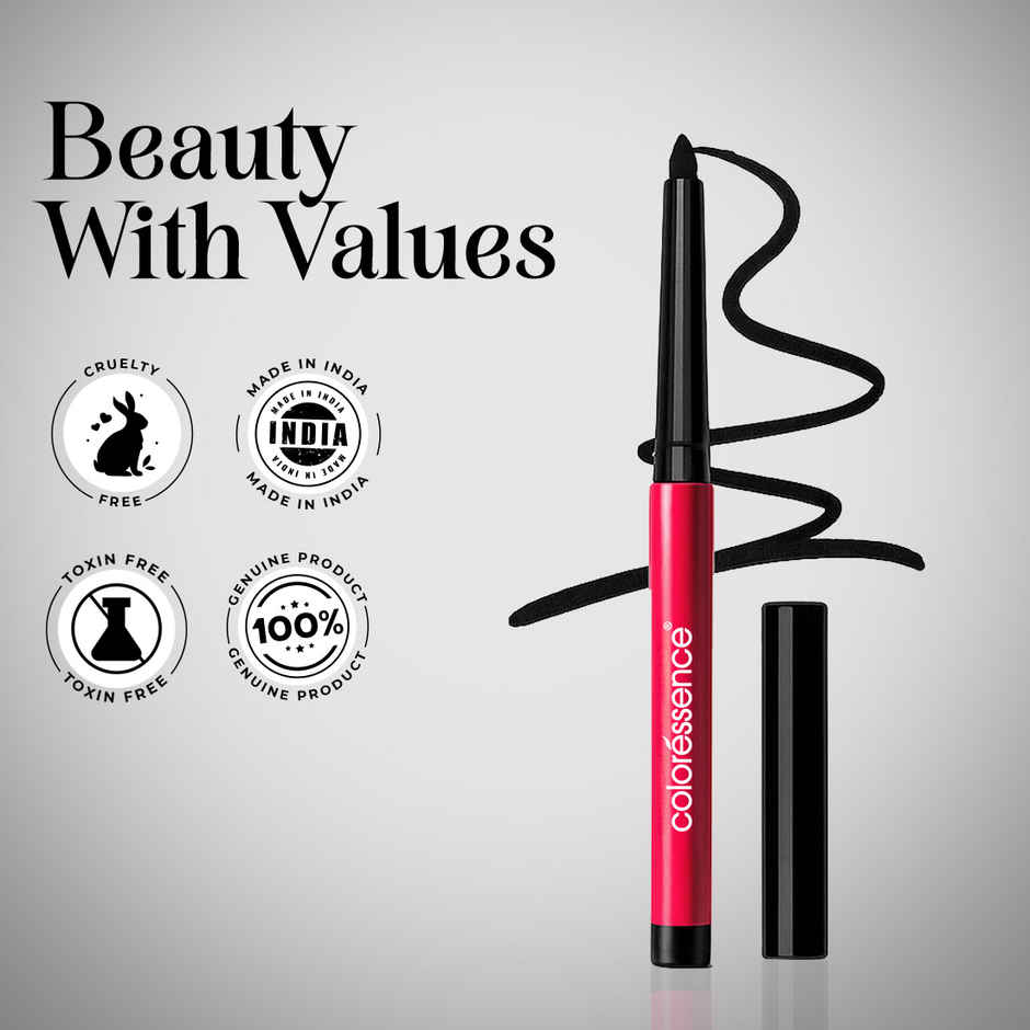 Coloressence Time to Prime Kajal Pencil,Sharpener|Intense Black|Smudgeproof|Waterproof|Matte Finish