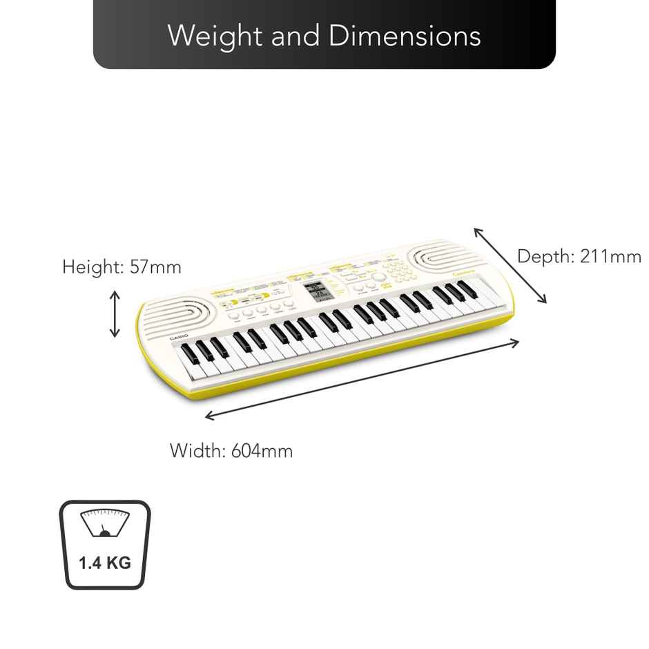 Casiotone Mini Keyboard SA-80 with Piano tones | White (44 Keys)
