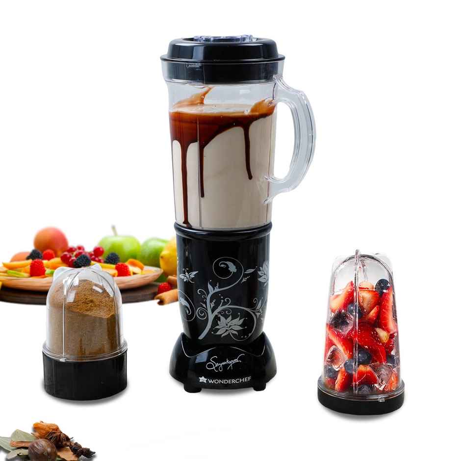 Wonderchef Nutri Blend, Mixer Grinder, Blender, 500W, 3 Unbreakable Jars, Black
