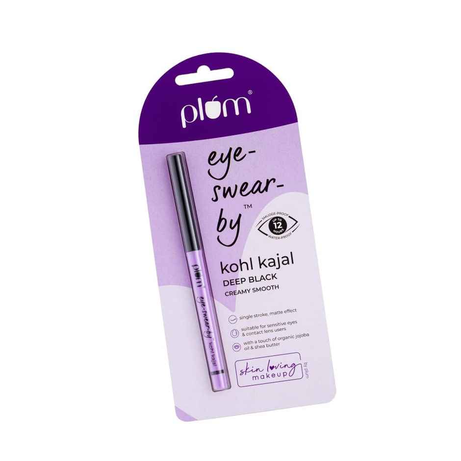 Plum Eye-Swear-By Kohl Kajal - Deep Black Creamy Smooth Smudge-Proof Water-Proof 100% Vegan & Cruelty Free