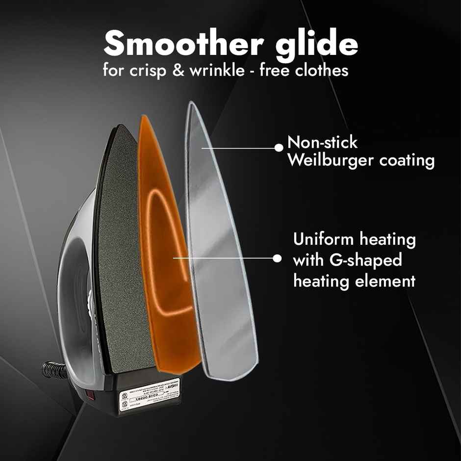 Nova Plus Amaze Ni 12 1100 W Dry Iron, Cord Length 1.8m - Black