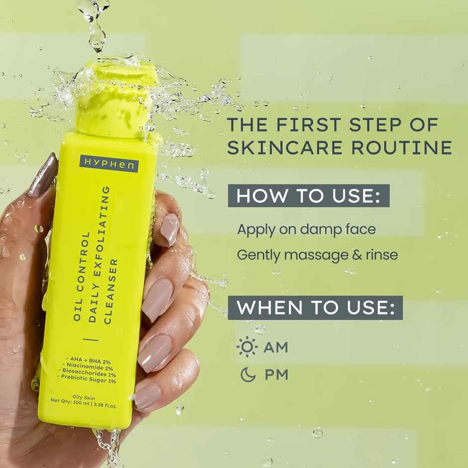 Hyphen Oil Control 2% AHA + BHA, Salicylic Acid Face Wash for Oily Skin & Acne