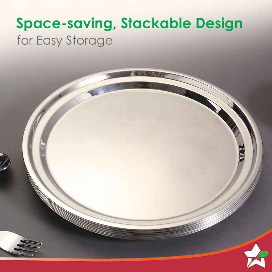 Wonderchef Venice Stainless Steel Plate Set Of 6