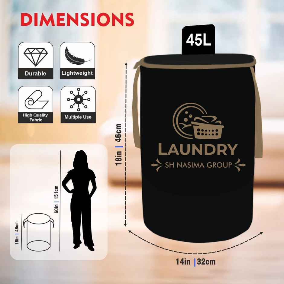 Capsicum Laundry Bag Nylon Black Beige Group - 45 Liter