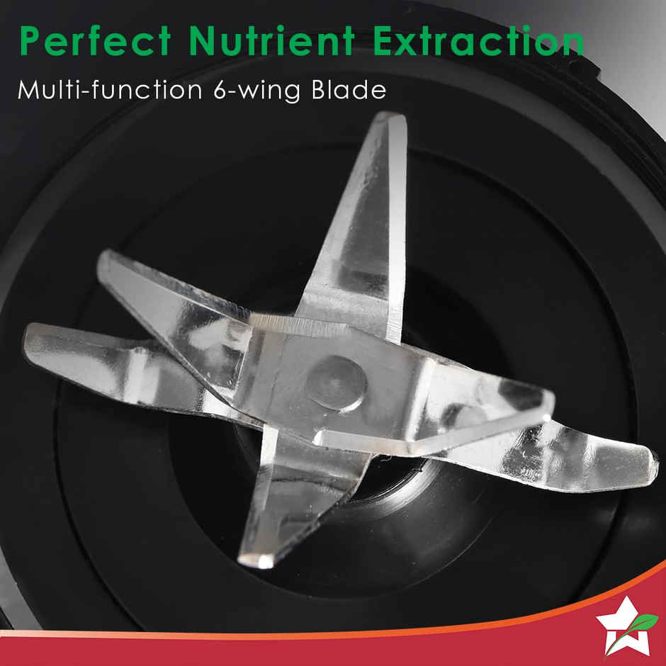 Wonderchef Nutri-blend Activ Mixer Grinder Blender, Smoothie Maker, 500W 22000 RPM 100% Full Copper Motor, 2 Jars, Stainless Steel Blades, Recipe book by Chef Sanjeev Kapoor - Black