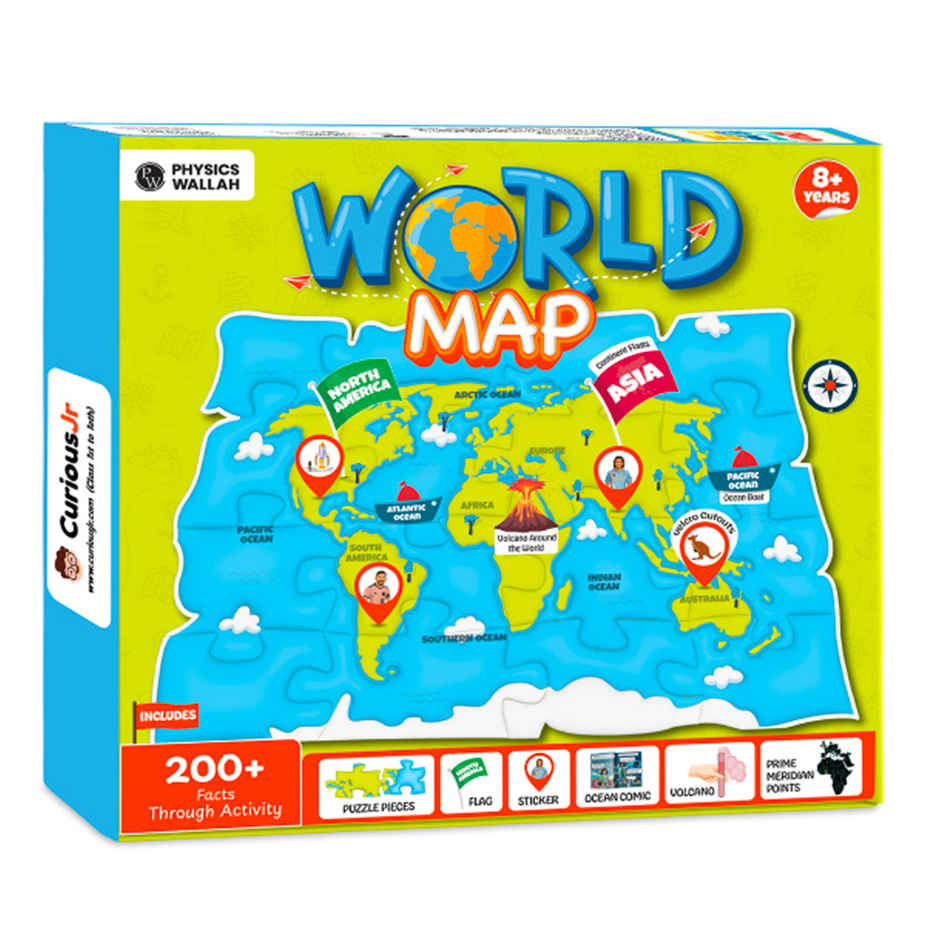 Physics Wallah World Map Puzzle Kit For Kids 8 To 15 Years