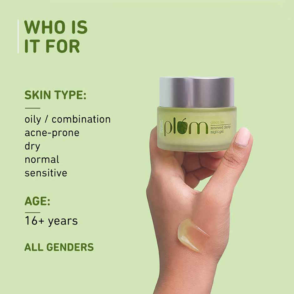 Plum Green Tea Night Face Gel - Renewed Clarity | 100% Vegan