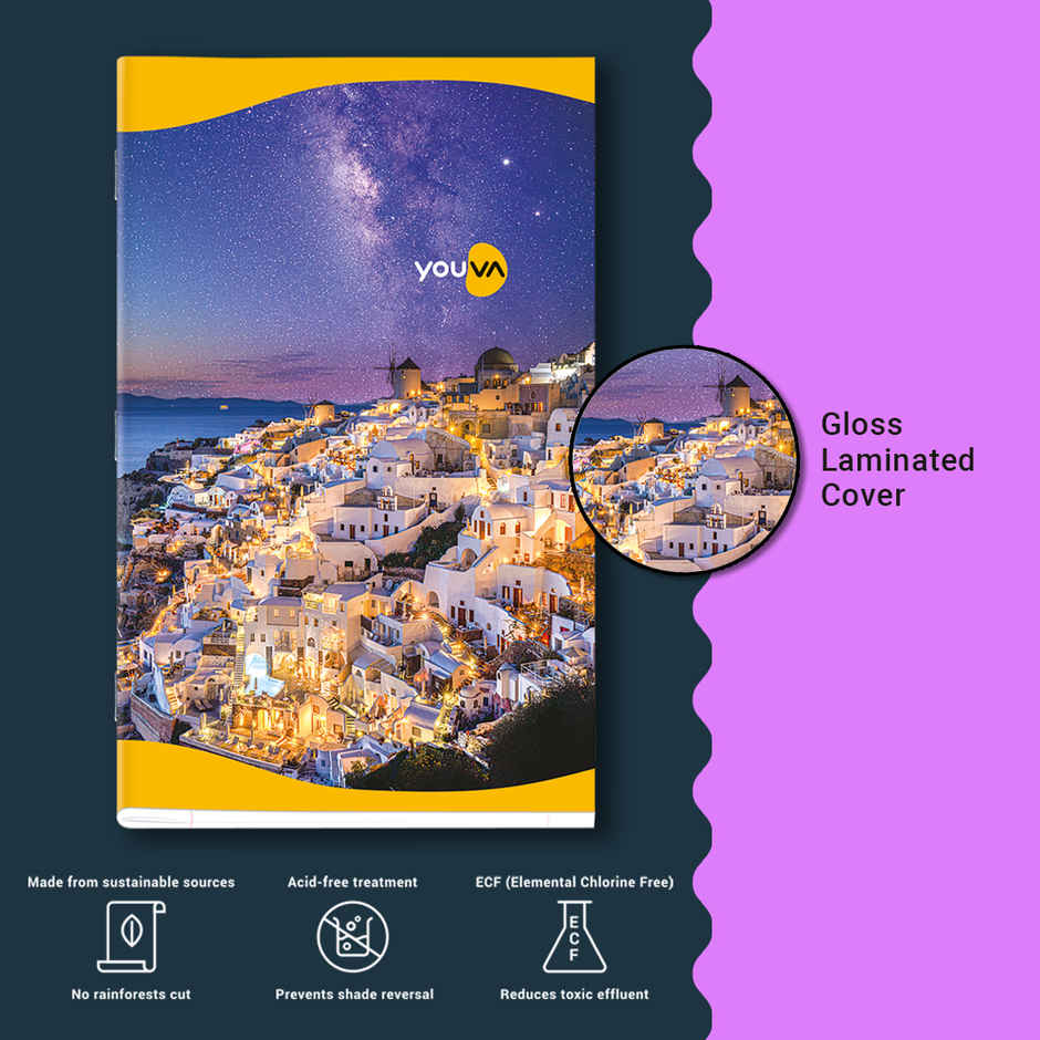 Navneet Youva Soft Bound Unruled Notebook 172 Pages, 17x 27 cm Long, Nature