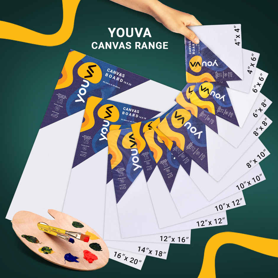 Navneet Youva Primed Canvas Board for Acrylic and Oil colour painting Size 12 x 16 inch