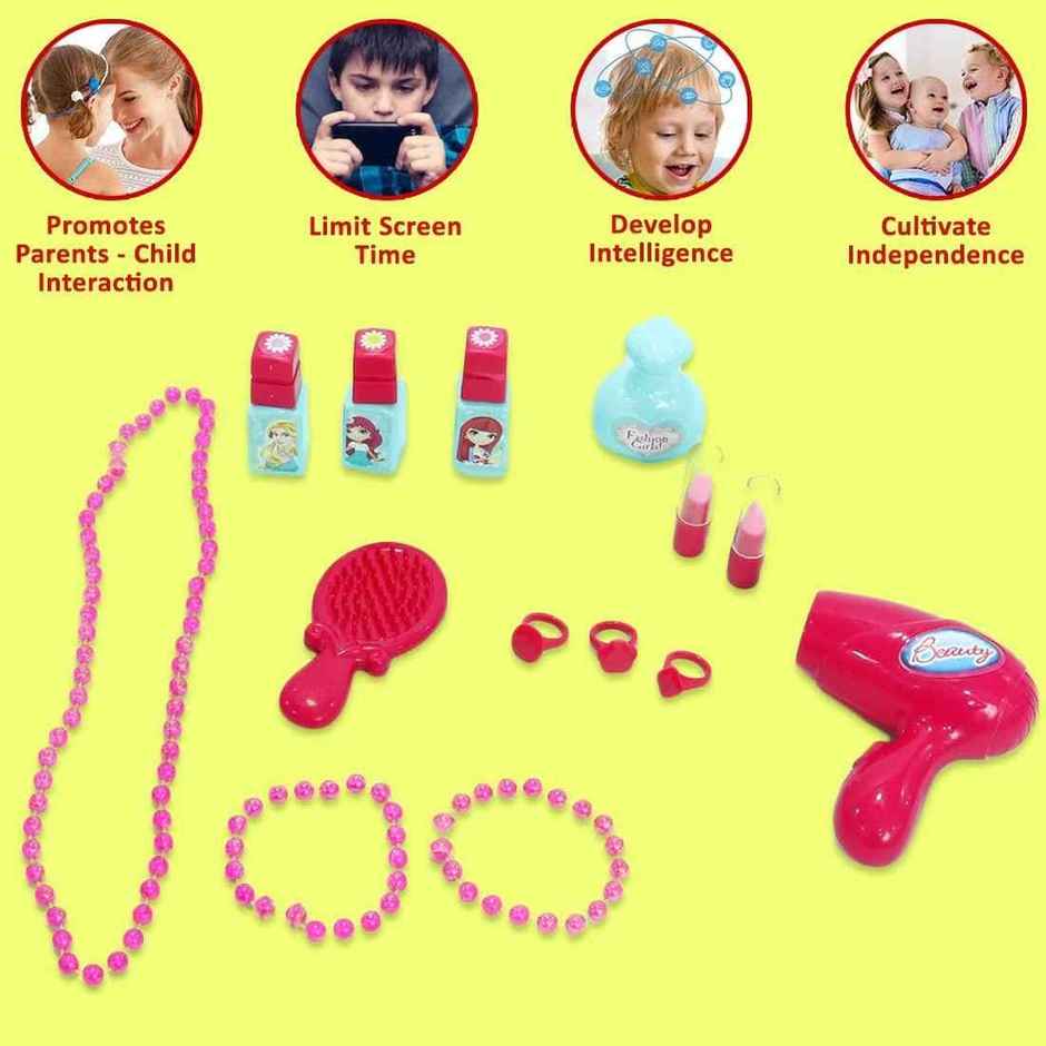 Wembley Kids Makeup Kit Pretend Play With Accessories and Trolley | For Girls & Kids 3+ | Assorted