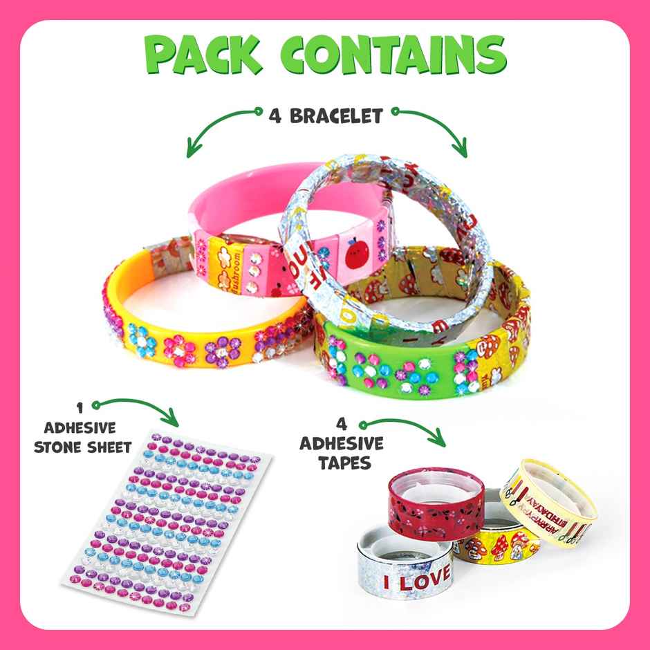 Wembley DIY Kids Craft Jewelry Making Kit with Adhesive Stone Stickers & Craft Tape