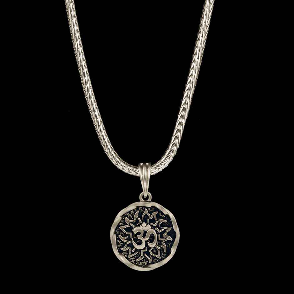 Nakabh Men's Locket Pendant Rhodium 50 Cm | NAK-2304216