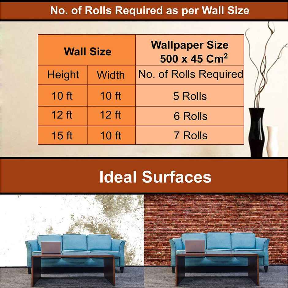 Wollzo Leafy Look Self-Adhesive Wallpaper (45 X 500 Cm)