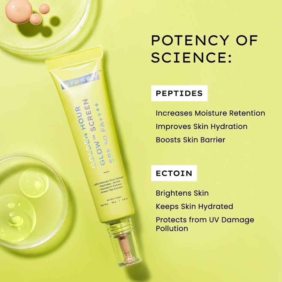Hyphen Golden Hour Glow Sunscreen SPF 50 PA++++ for Dewy | Bright Skin| High UVA-B Protection