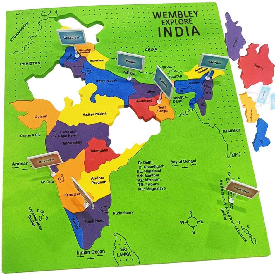 Wembley Explore India Map Puzzle For Kids | Map Of India Mapology With State 5+ Years Old Kids