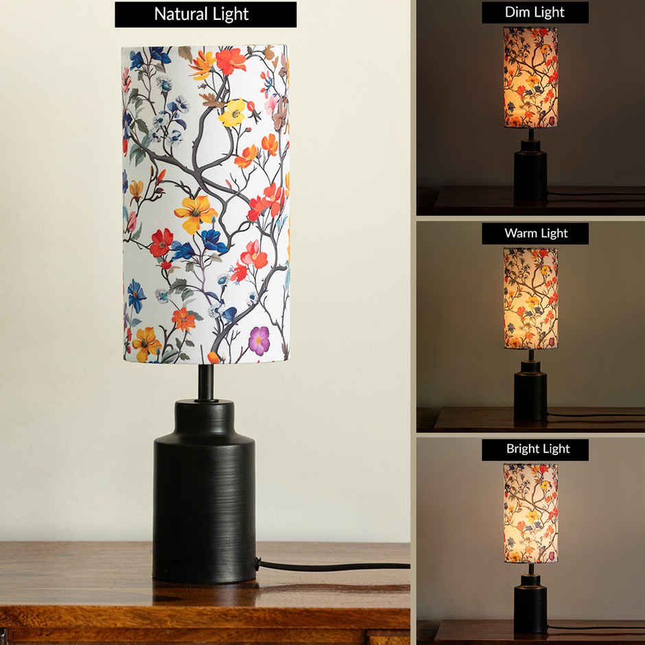 ExclusiveLane Floral Twilight Metal Table Lamp Handcrafted - 45 cm
