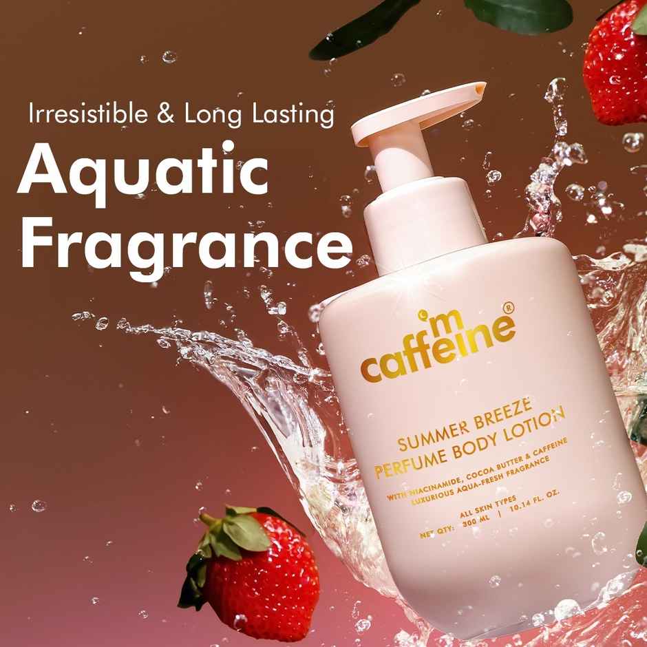 Mcaffeine Sweet Escape Perfume Body Lotion With  Niacinamide - Cocoa Butter| Fruity-Floral Fragrance (300g) & Mcaffeine Summer Breeze Perfume Body Lotion With Niacinamide - Cocoa Butter|Fresh Aquatic Fragrance (300g) Combo
