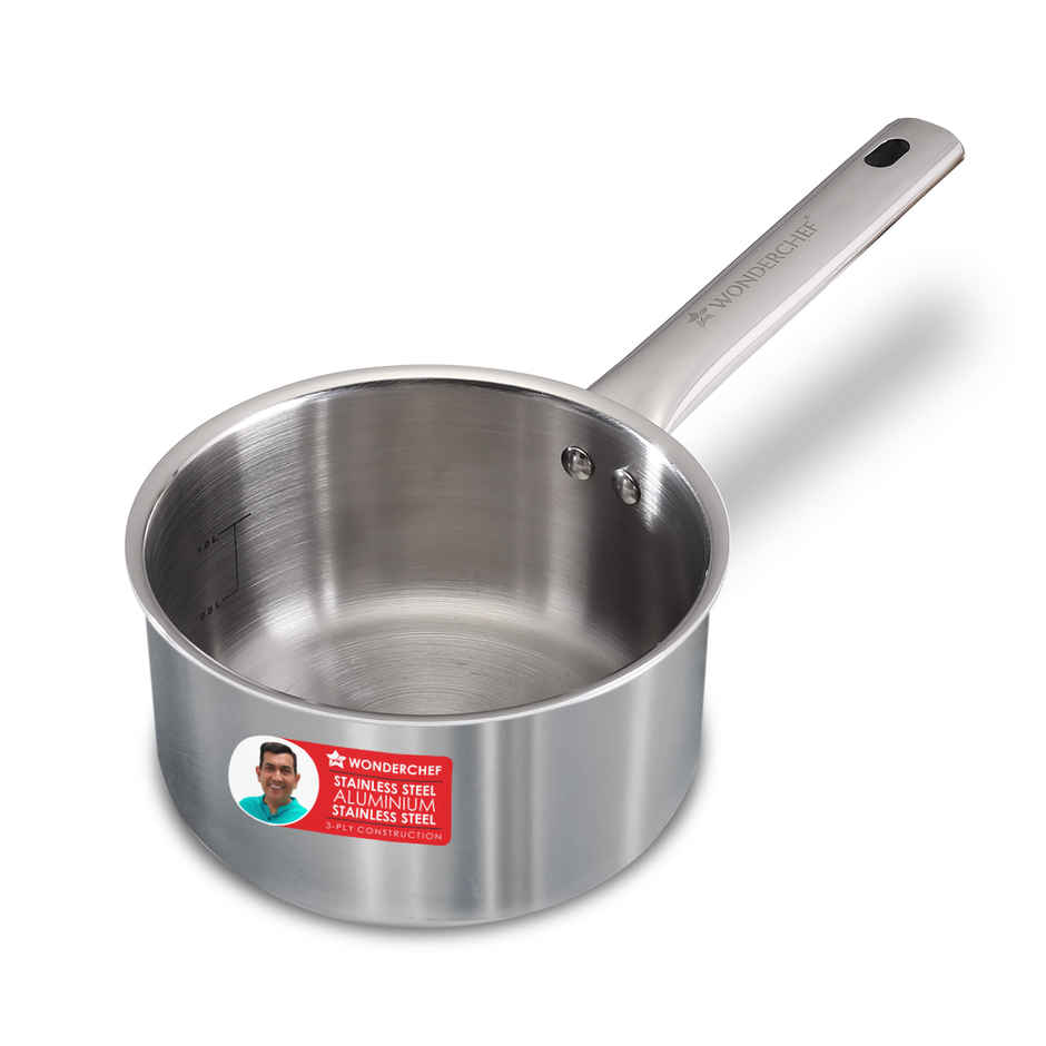 Wonderchef Stella Triply Stainless Steel Milk Pan | 16 cm | 1.7 L