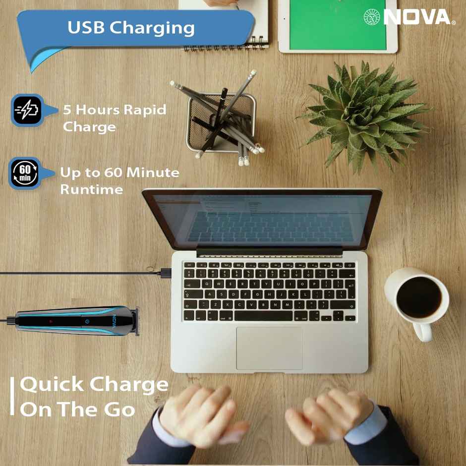 Nova Ng 1152 Usb Trimmer 60 Min Runtime 9 Length Settings (Black)