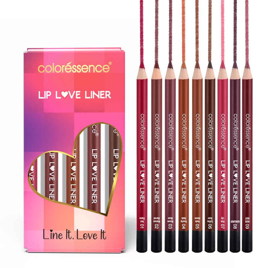 Coloressence Color Coloressence Matte Lip Love Liner Pencil Kit (9 Shades) with Free ...